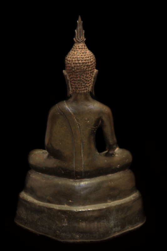 Extremely Rare Early 17C Sitting Bronze Laos Buddha #069-2