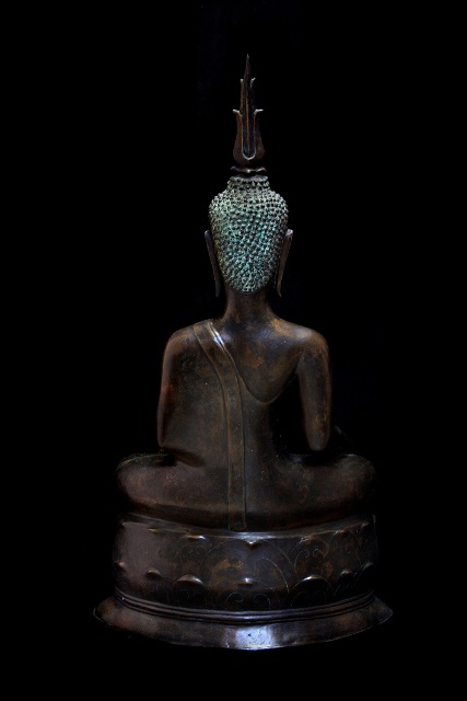 Extremely Rare 18C Sitting Bronze Laos Buddha #B02-24