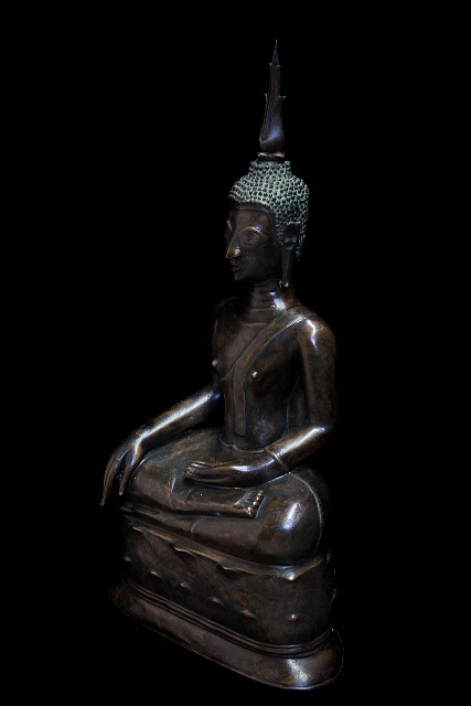 Extremely Rare 18C Sitting Bronze Laos Buddha #B02-24