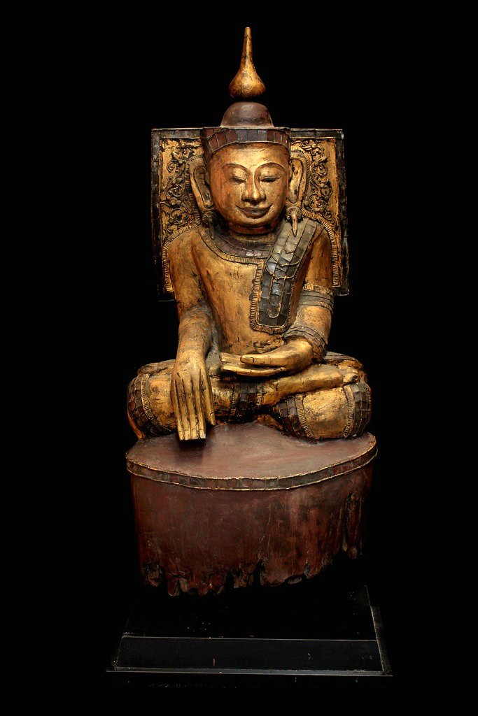 Extremely Rare 18C Wood Burmese Shan Buddha #BB18 