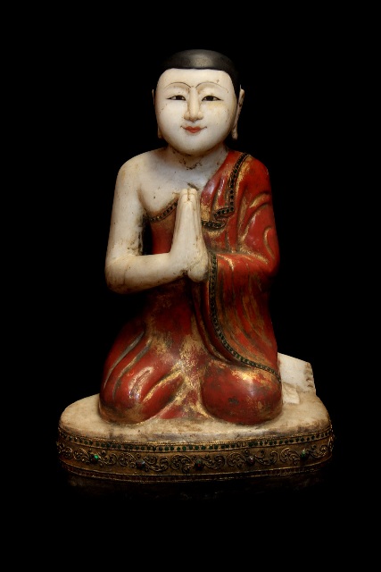 Extremely Rare 19C Burmese Mandalay Buddhist Monks # BB27