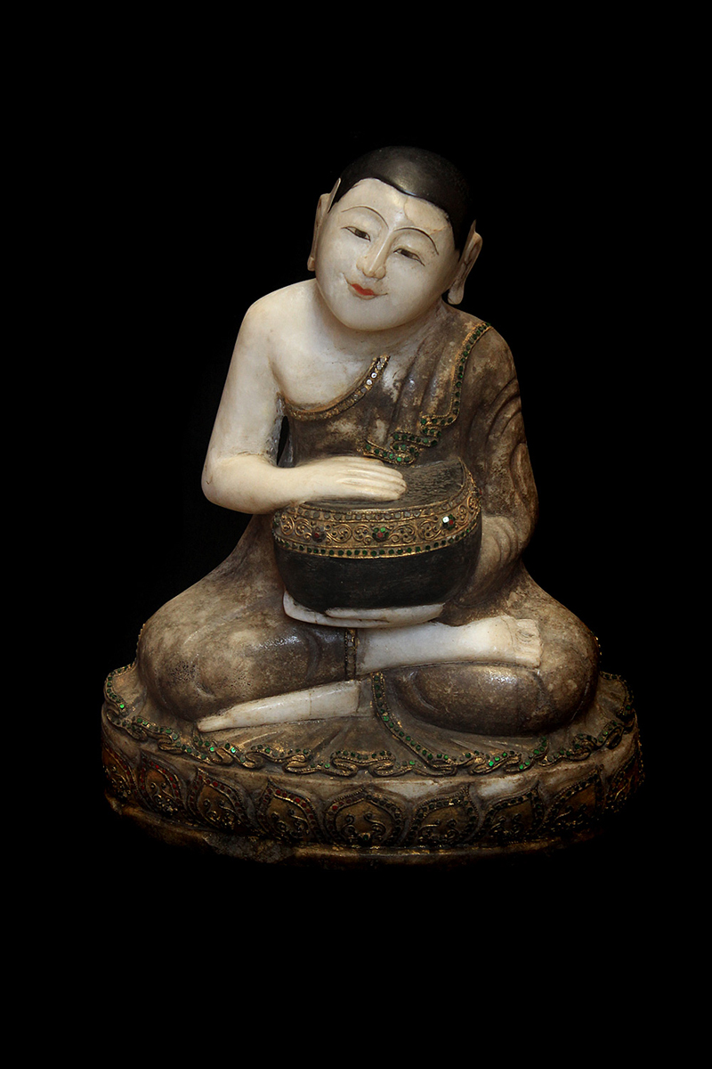 Extremely Rare 19C Burmese Mandalay Buddhist Monks # BB27