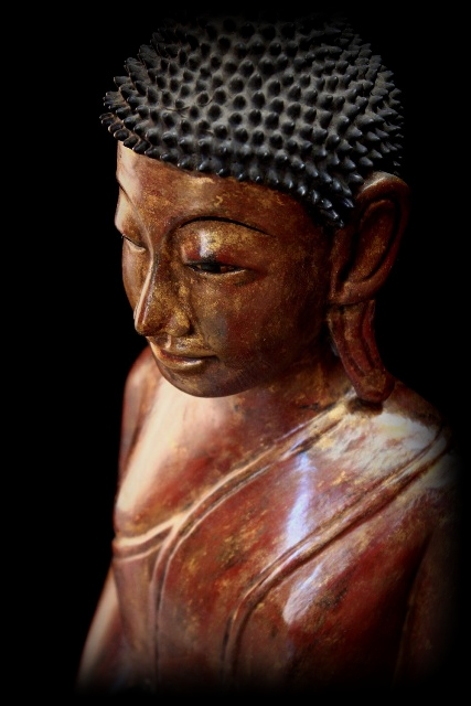 Extremely Rare Early 19C Wood Thai Lanna Buddha #B042-2