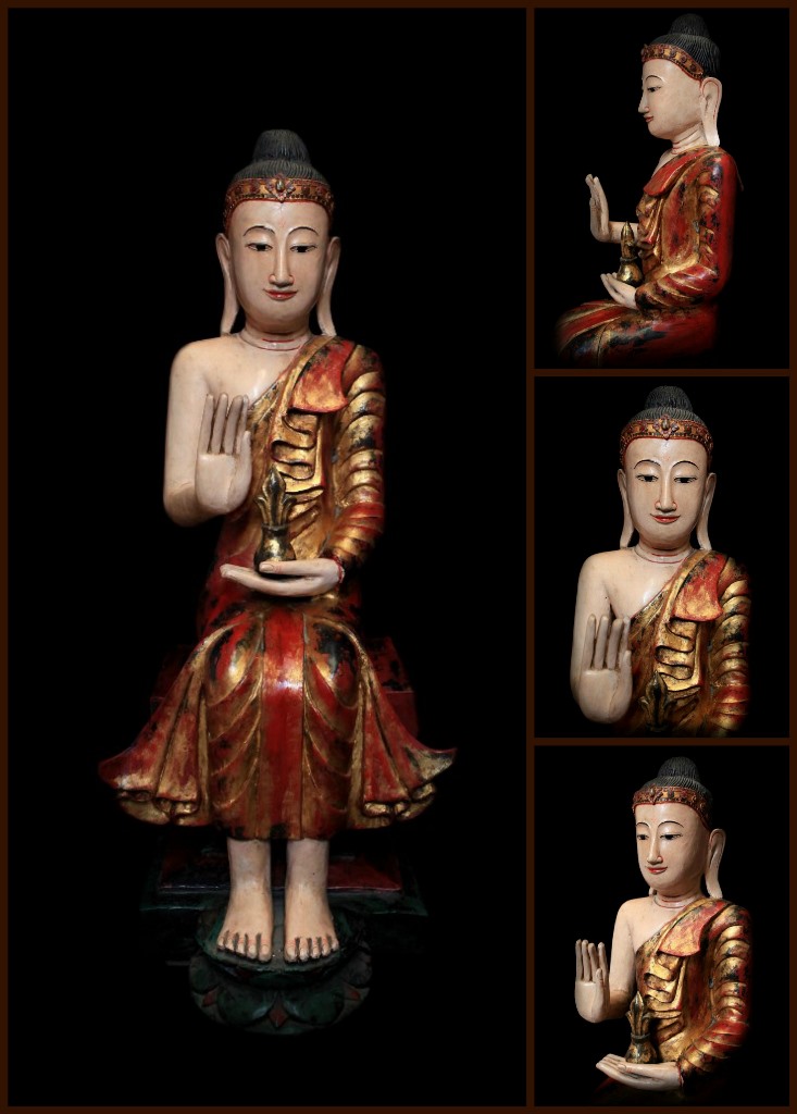 Extremely Rare 19C Wood Burmese Buddha #BB273