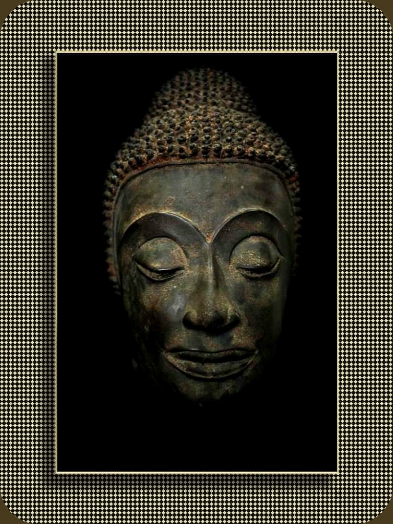 Extremely Rare 18C Bronze Laos Buddha Head #BB309