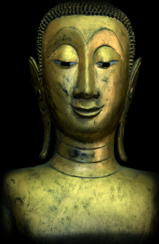 Extremely Rare 18C Standing Wood Laos Buddha #BB80