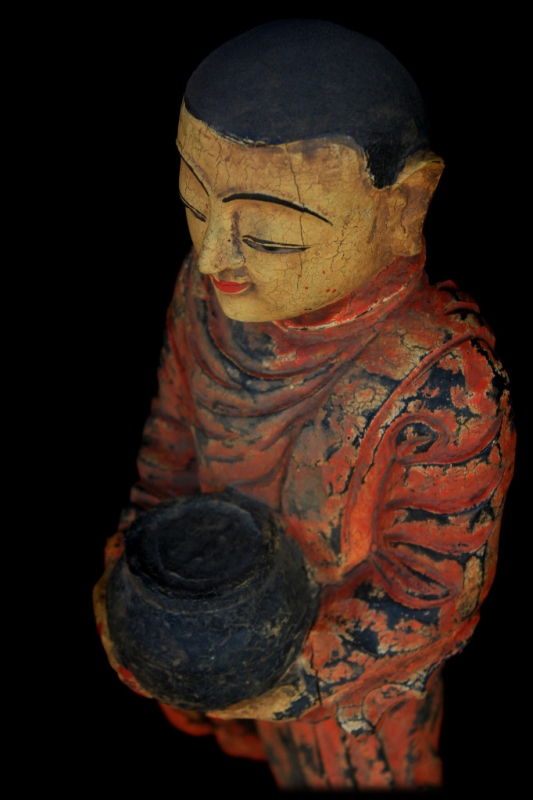 Fantastic 19C Bronze Burmese Buddhist Monk #B033-2