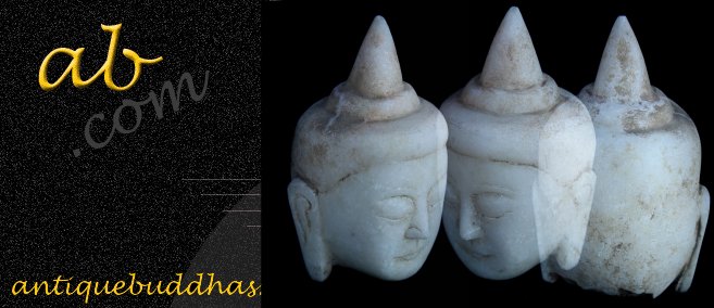 Extremely Rare 18C Alabaster Ava Buddha Head #CA1037