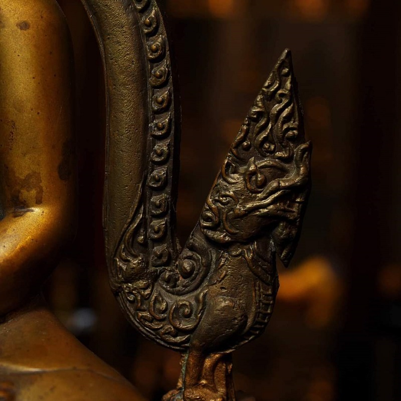 Fantastic 20C Bronze Naga Buddha # DW068