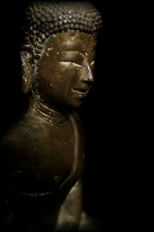 18C Sitting Bronze Laos Buddha #BB41