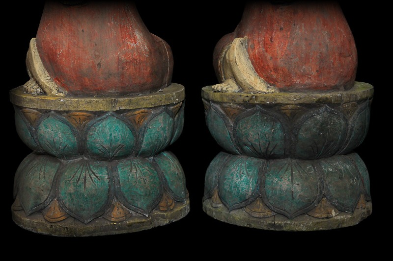 Pair of 19C Wood Burmese Buddhist Monks #BB165