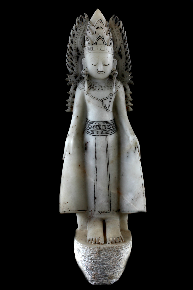 Extremely Rare 18C Alabaster Ava Buddha #BB176