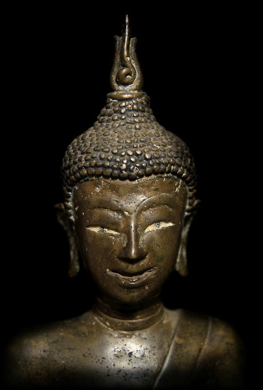 18C Sitting Bronze Laos Buddha #BB41