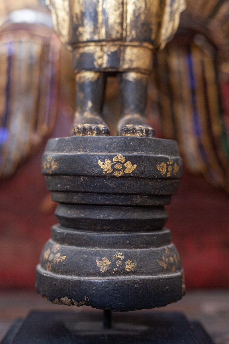 Extremely Rare 18C Wood Standing Ayutaya Buddha #DG03