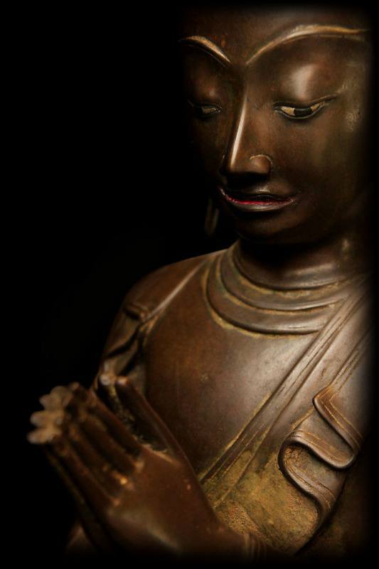 Pair Of 19C Bronze Burmese Buddhist Monks #BB135