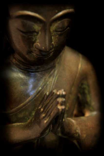 Extremely Rare 19C Pair Of Bronze Burmese Monks #BB119