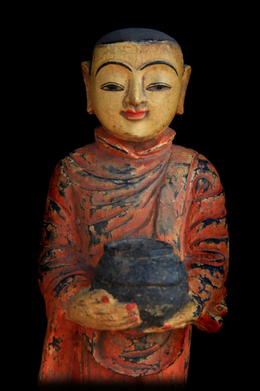 Fantastic 19C Bronze Burmese Buddhist Monk #B033-2