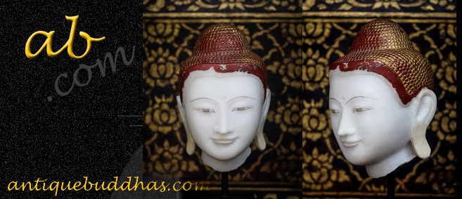 19C Alabaster Mandalay Burma Buddha Head #CH287
