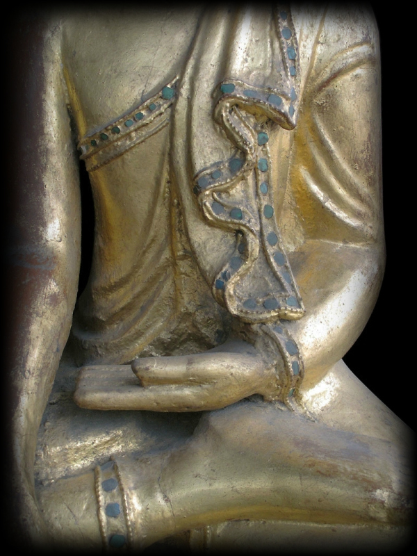 Extremely Rare 19C Wood Sitting Mandalay Buddha #CA1053