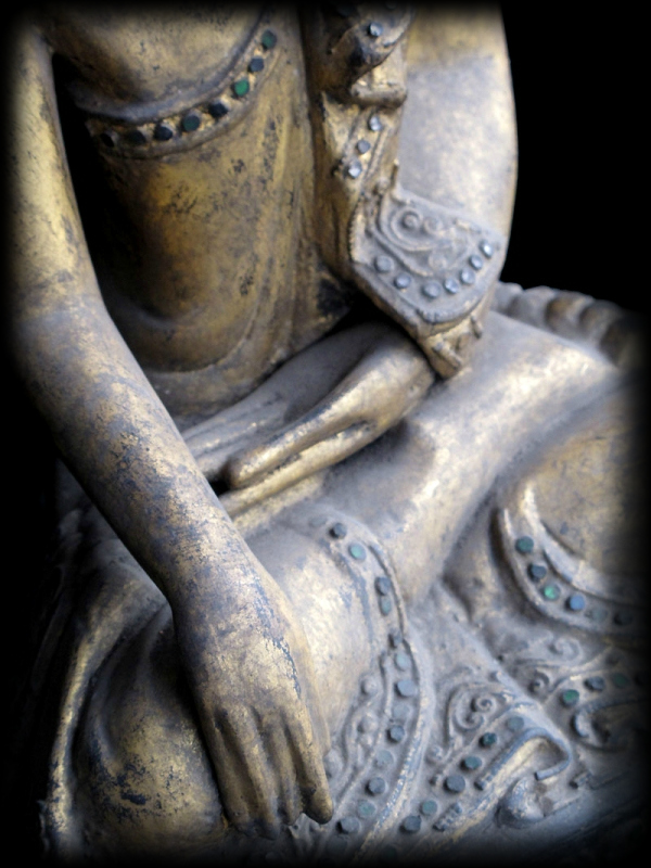 Extremely Rare 19C Wood Sitting Mandalay Buddha #CA1053