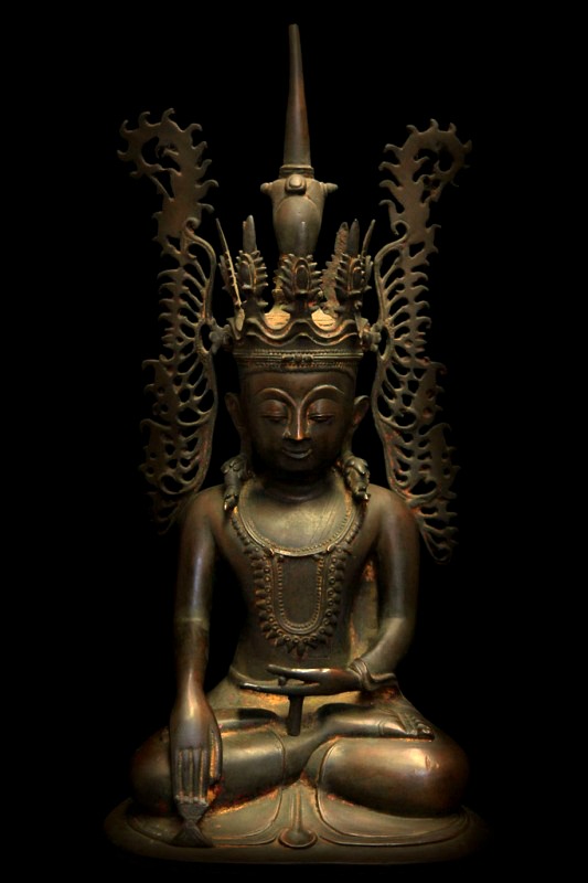 Extremely Rare Late 18C Bronze Burmese Shan Buddha # BB118