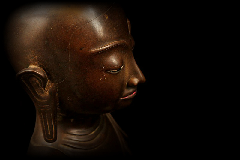 Pair Of 19C Bronze Burmese Buddhist Monks #BB135