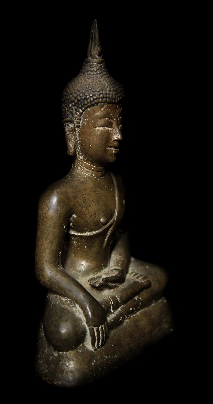 18C Sitting Bronze Laos Buddha #BB41