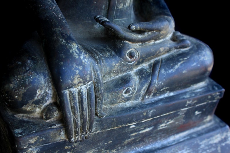 Extremely Rare 18C Sitting Bronze Laos Buddha #CA045