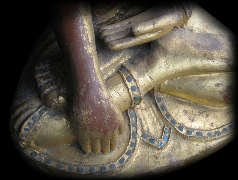 Extremely Rare 19C Wood Sitting Mandalay Buddha #CA1053