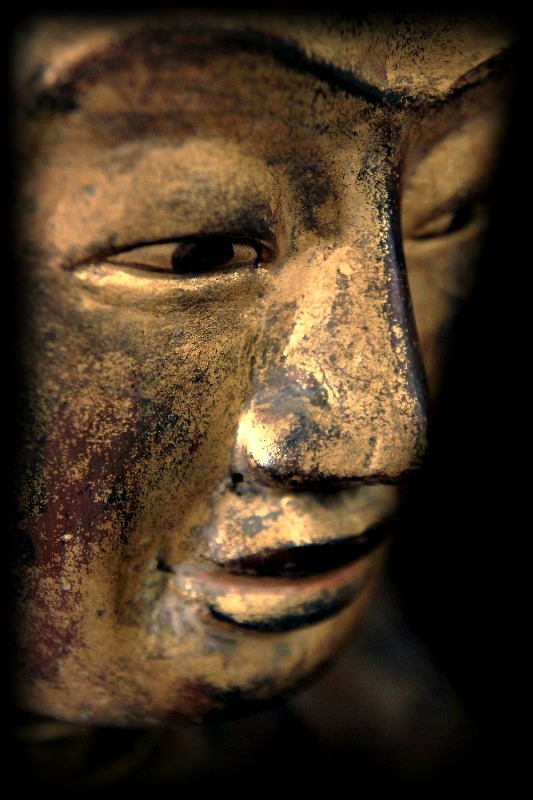 Extremely Rare 18C Wood Standing Cambodia Buddha # AL.167