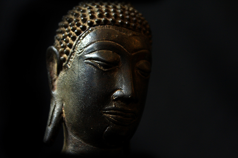 Extremely Rare 18C Sitting Bronze Laos Buddha #B02-24