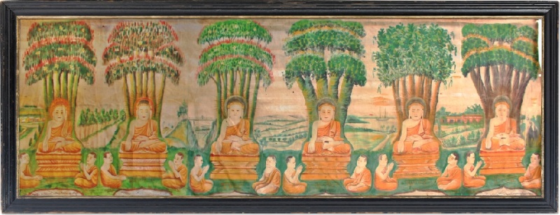 19C Burmese Buddhist Temple Painting 